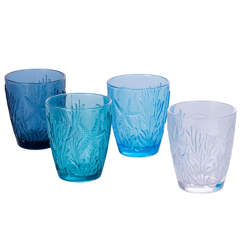 Set 4 Bicchieri Acqua Pantelleria Ocean in Vetro VdE Tivoli 1996 Blu