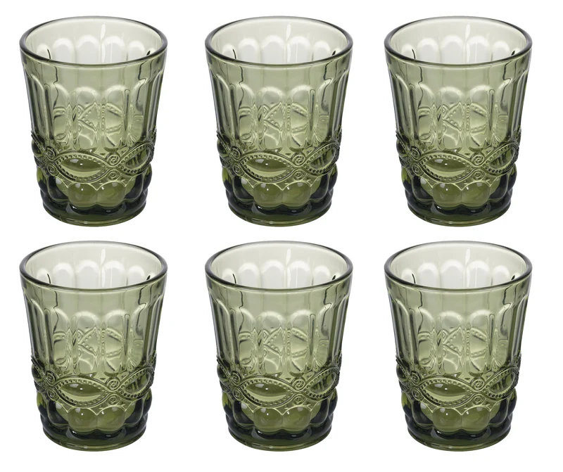 Set 6 Bicchieri Acqua Nobilis in Vetro VdE Tivoli 1996 Verde scuro