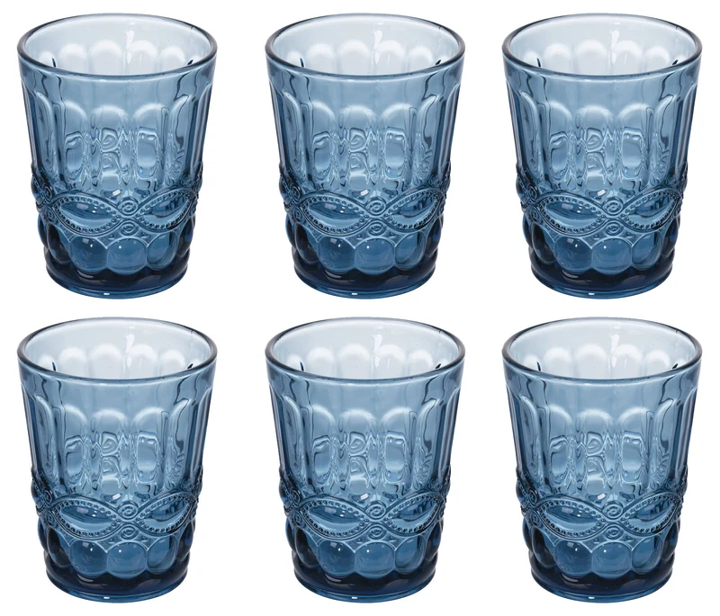 Set 6 Bicchieri Acqua Nobilis in Vetro VdE Tivoli 1996 Blu
