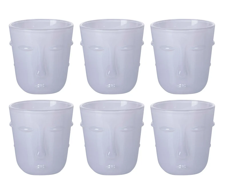 Set 6 Bicchieri Acqua Vis à Vis in Vetro VdE Tivoli 1996 Bianco