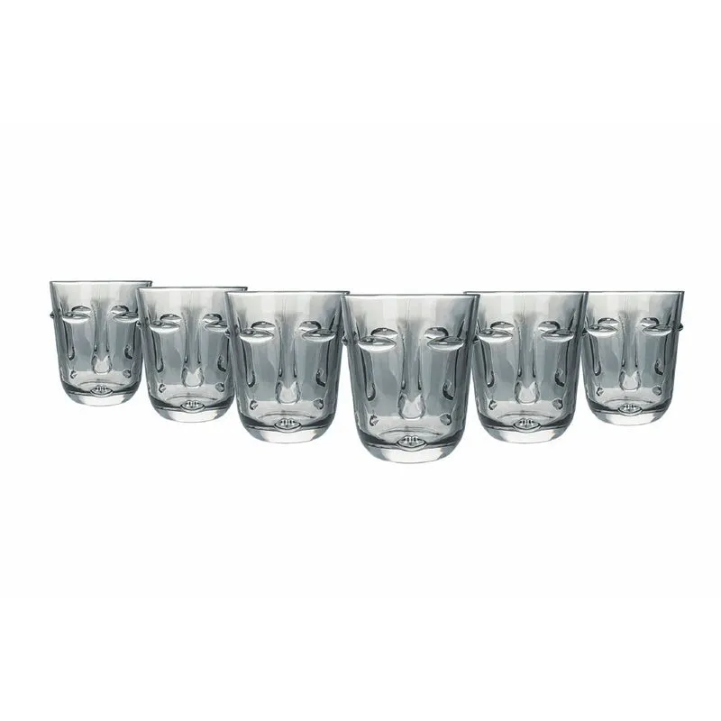 Set 6 Bicchieri Acqua Vis à Vis in Vetro VdE Tivoli 1996 Grigio scuro