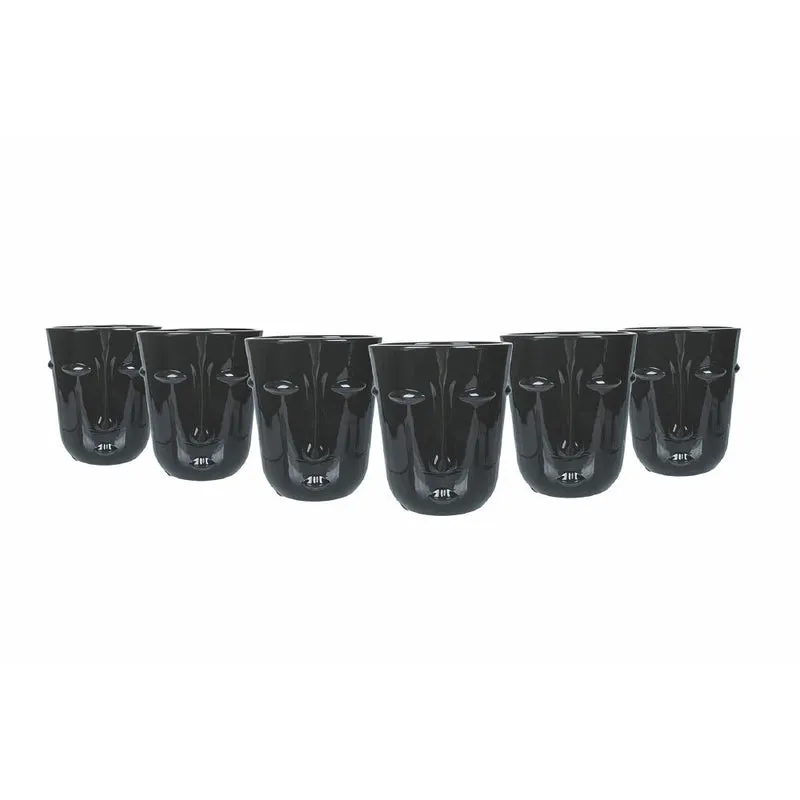 Set 6 Bicchieri Acqua Vis à Vis in Vetro VdE Tivoli 1996 Nero