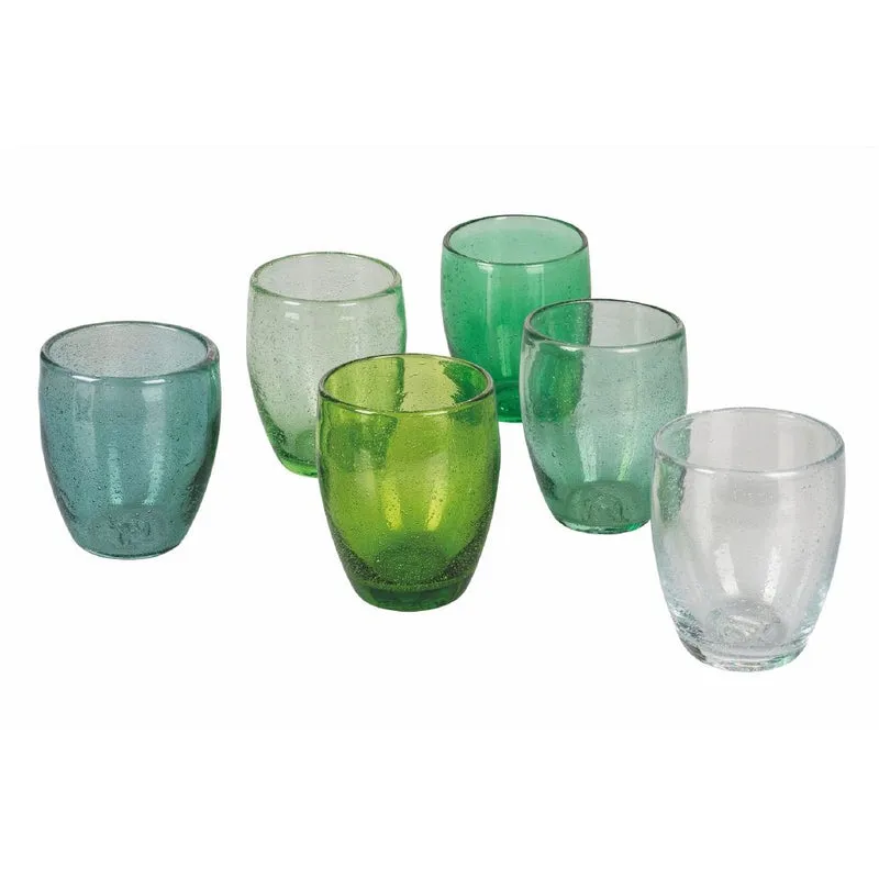 Set 6 Bicchieri Acqua Acapulco Greenery in Vetro VdE Tivoli 1996 Verde