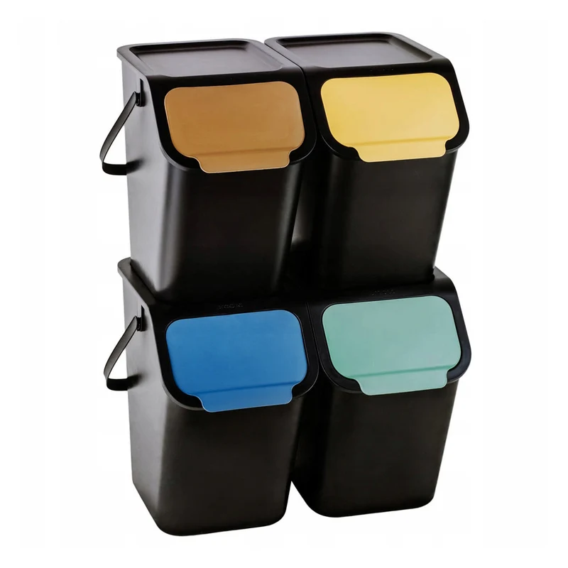 Set di contenitori Practic, per la raccolta differenziata, 4x25l, nero, Bini 10100577