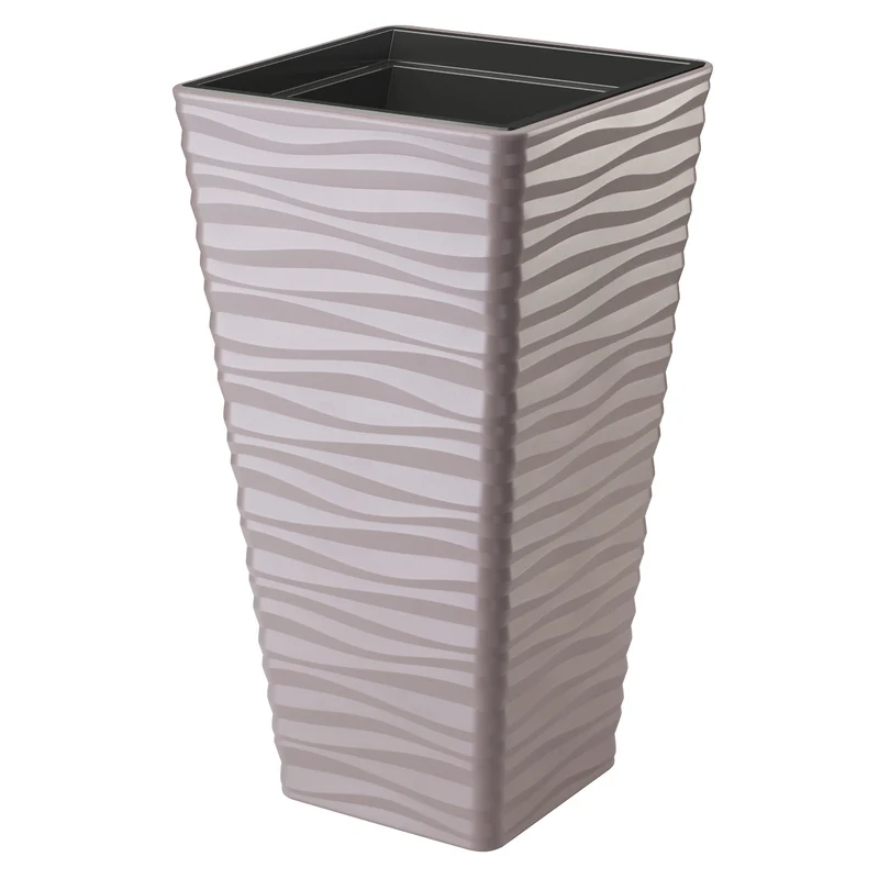 Vaso Forma-Custodia in plastica, resistente al gelo, con inserto, grigio-beige, Sahara Dunes Slim square 35
