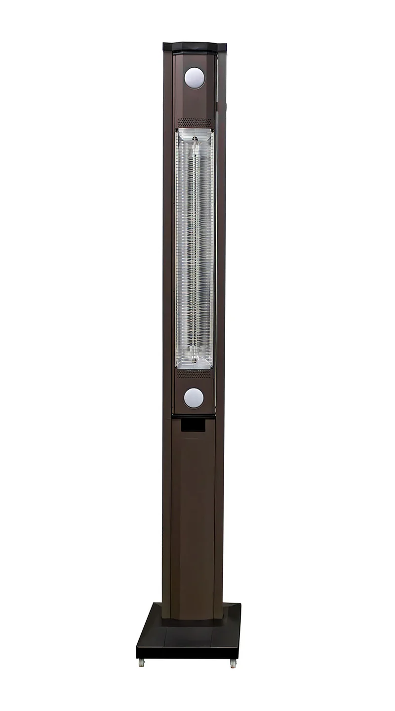 Stufa Elettrica ad infrarossi da Esterno 50x25x200 cm in Fibra di Carbonio con Luce Led Skyline Grigio Tortora