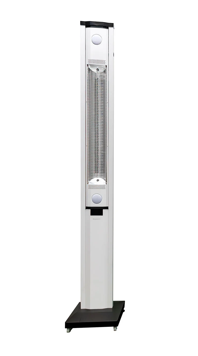 Stufa Elettrica ad infrarossi da Esterno 50x25x200 cm in Fibra di Carbonio con Luce Led Skyline Bianco Latte