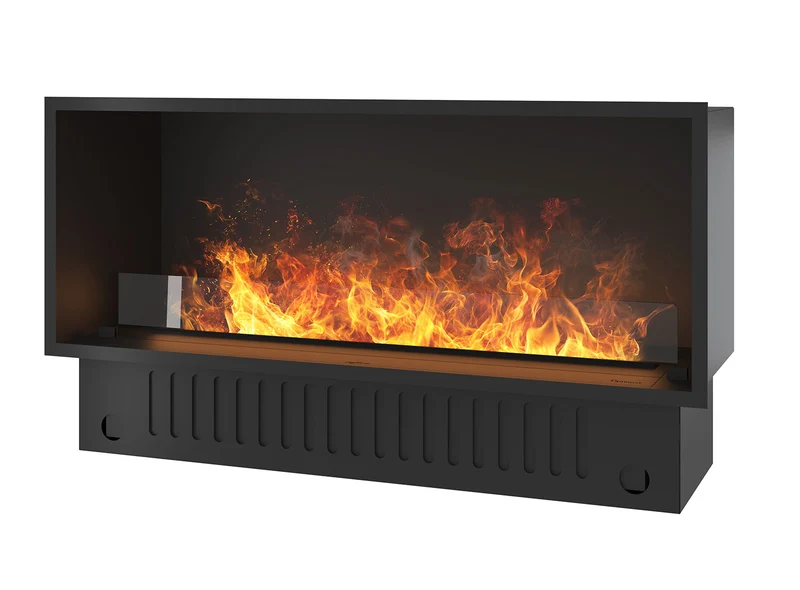 Camino a Vapore Elettrico da Incasso 120x45(64,8)x40 cm Invapo Inside con Ricarica Automatica e LED RGB Nero