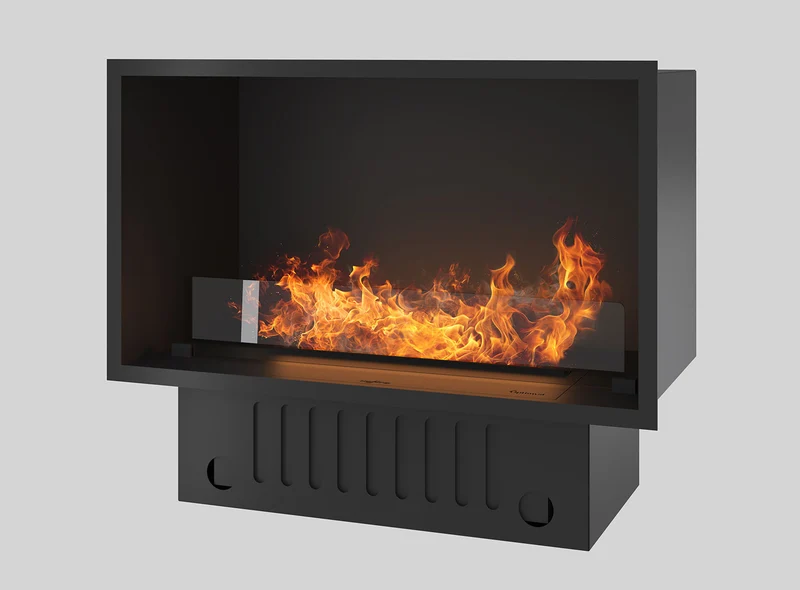 Camino a Vapore Elettrico da Incasso 80x45(64,8)x40 cm Invapo Inside con Ricarica Automatica e LED RGB Nero