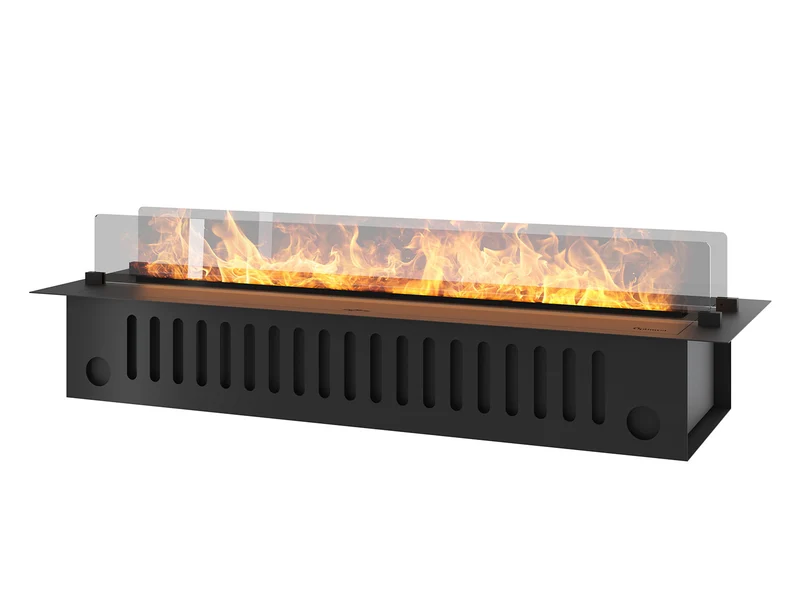 Camino a Vapore Elettrico da Incasso 120x48,5x33 cm Invapo Insert con Ricarica Automatica e LED RGB Nero