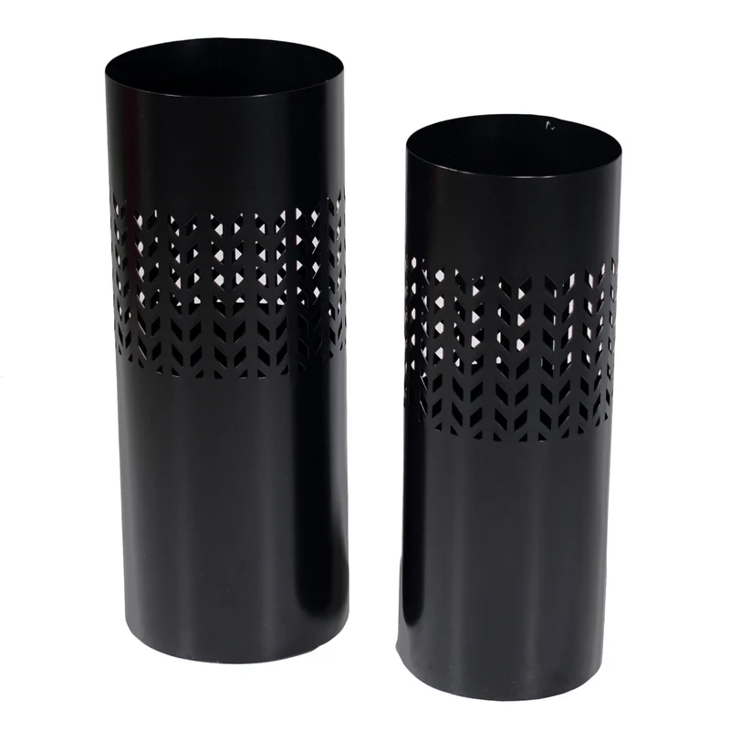 Set 2 Portaombrelli in Metallo ø24x24H60cm Frecce Nero
