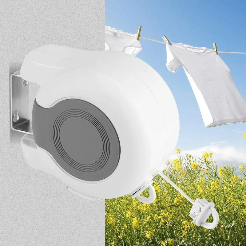 Stendibiancheria Salvaspazio Estendibile Max 15 m Bianco e Grigio