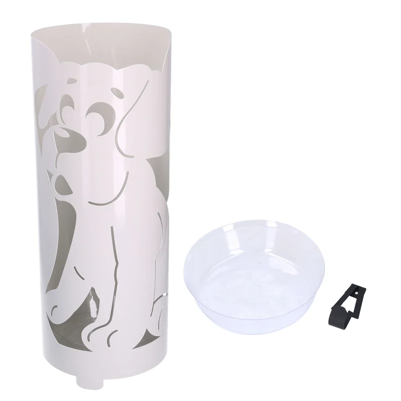 Portaombrelli in metallo bianco cane tondocm Ø19xh49