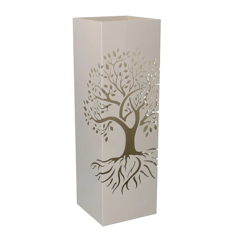 Portaombrelli in metallo albero crema quadro cm 15,5x15,5xh49