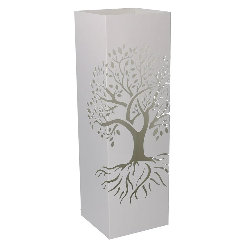 Portaombrelli in metallo albero bianco quadro cm 15,5x15,5xh49
